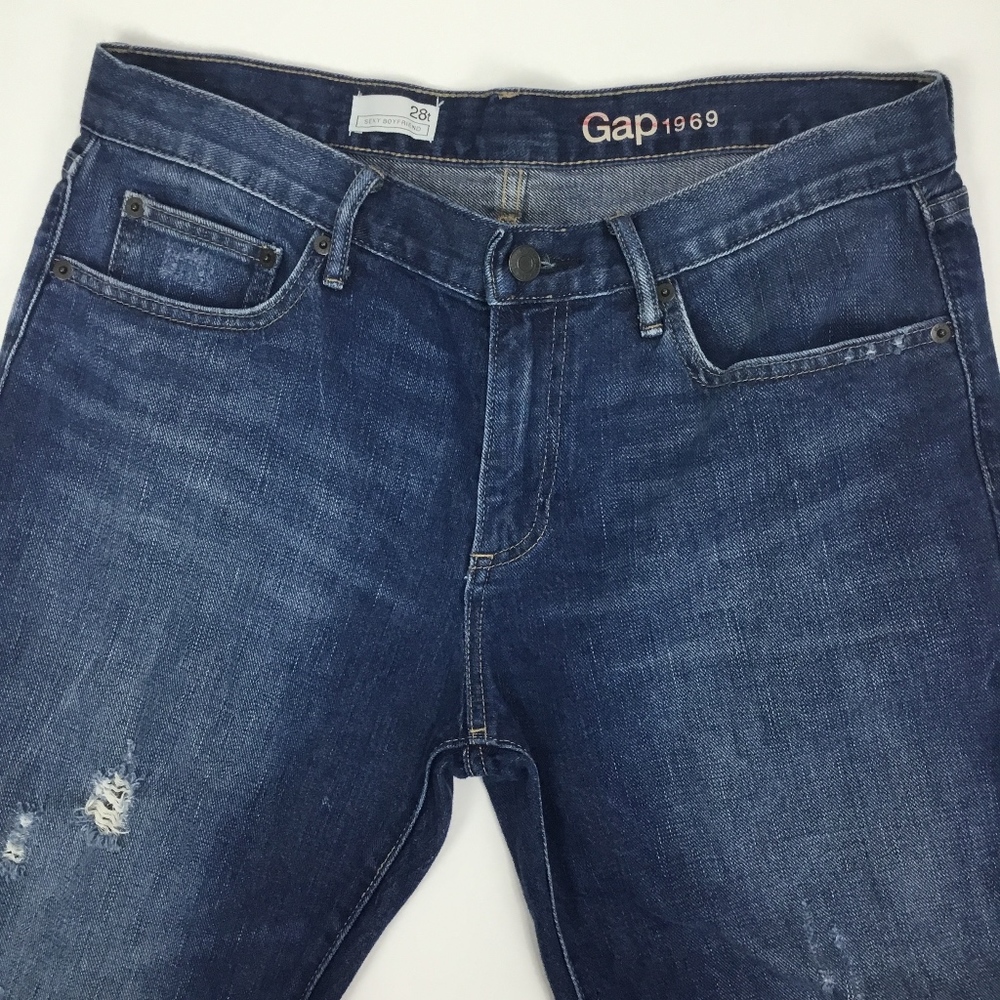 Gap 1969 Sexy Boyfriend Distressed Pants sz 28tall